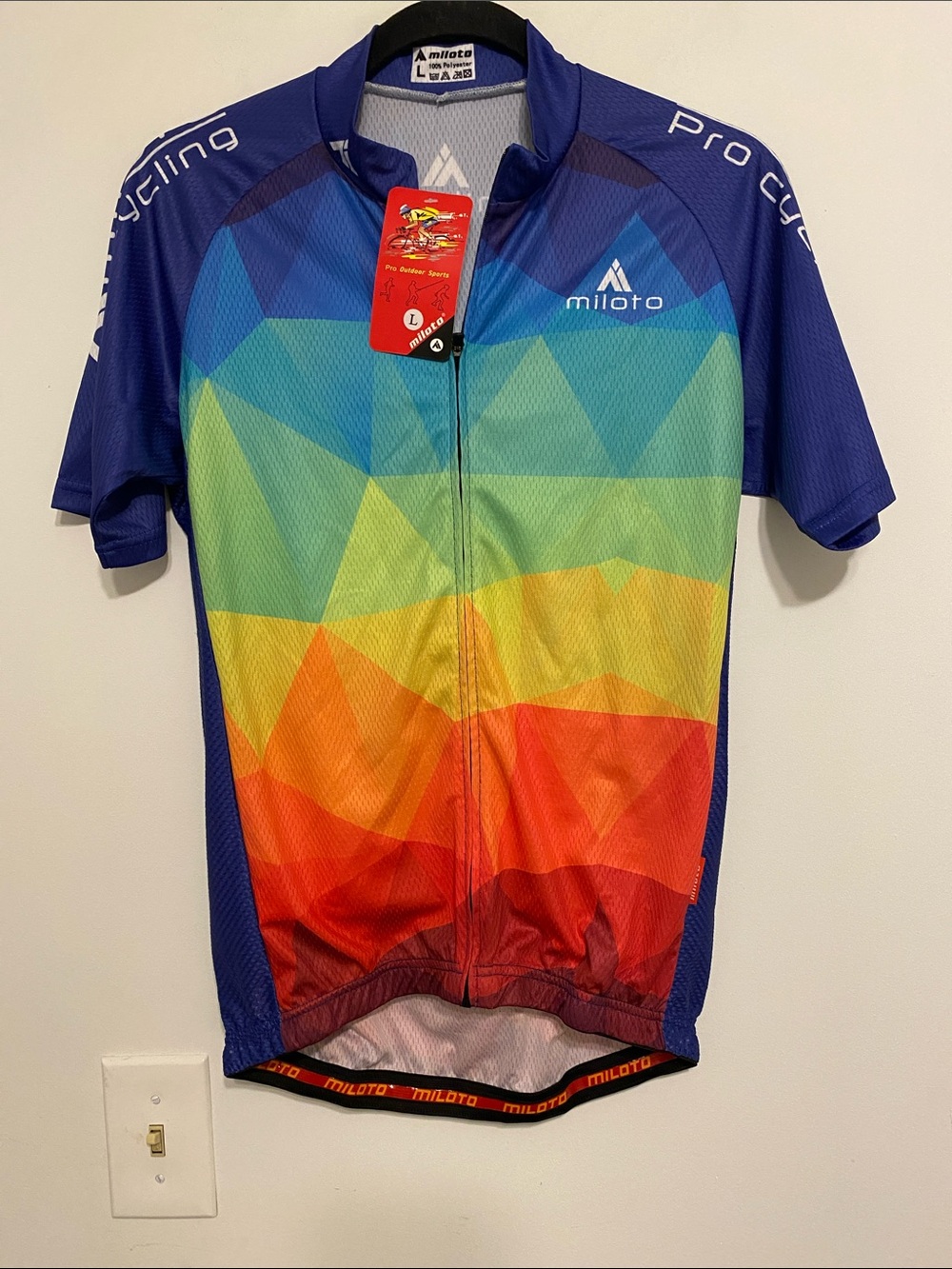 Miloto Rainbow Geometric Cycling Jersey - Blue Multi